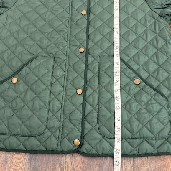 Lands' End Womens Quilted Barn Jacket Corduroy Collar Green Size M/P - Picture 4 of 13